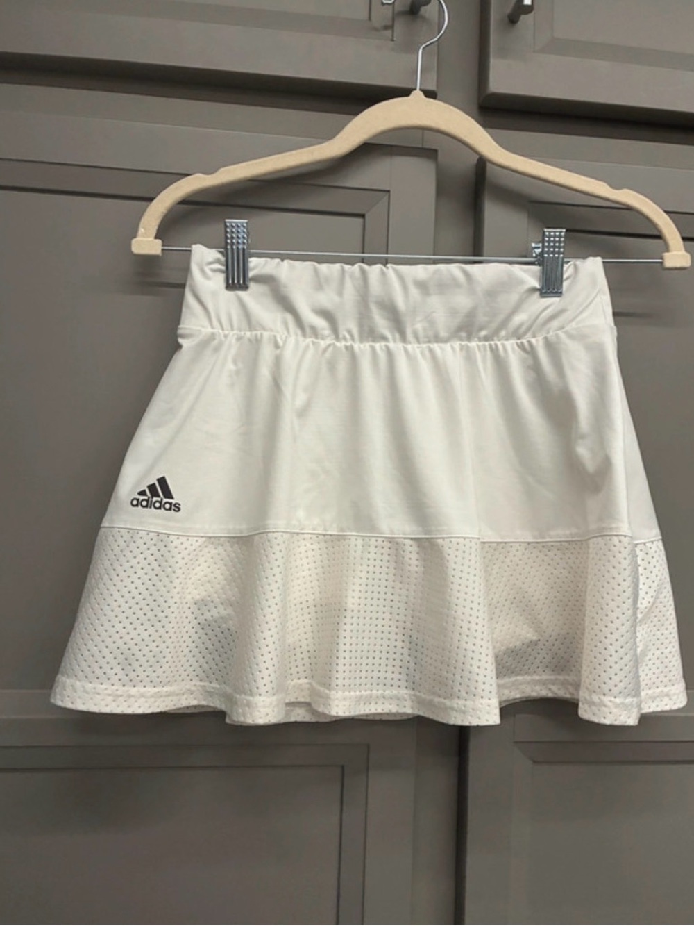 adidas White Circle Skater Tennis Skirt with Perforated Hem